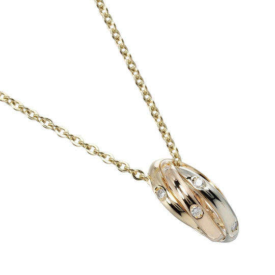 CARTIER Necklace K18 Gold (YGxPGxWG), Diamond, Three Color gold Baby Trinity Women Used Authentic