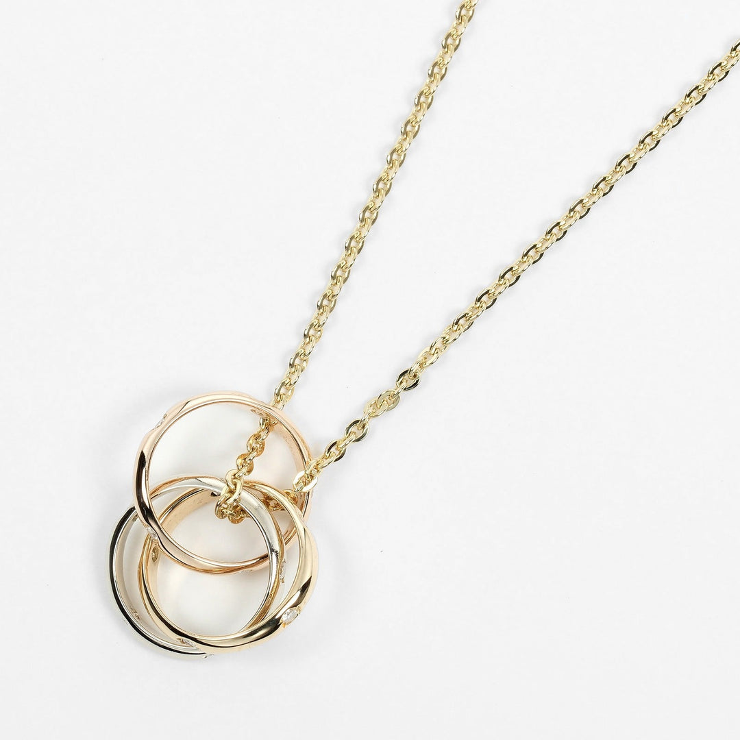 CARTIER Necklace K18 Gold (YGxPGxWG), Diamond, Three Color gold Baby Trinity Women Used Authentic