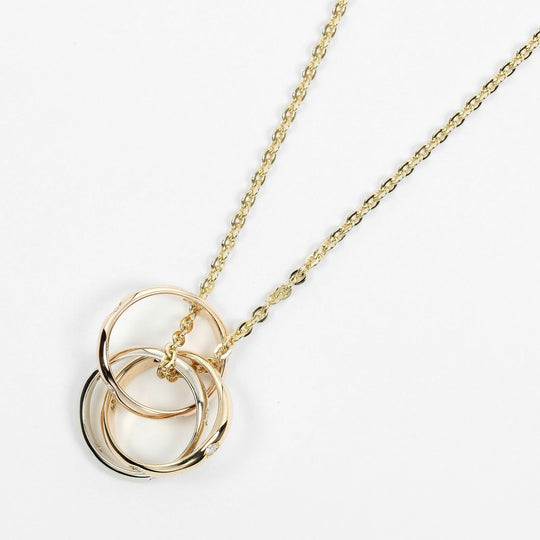 CARTIER Necklace K18 Gold (YGxPGxWG), Diamond, Three Color gold Baby Trinity Women Used Authentic
