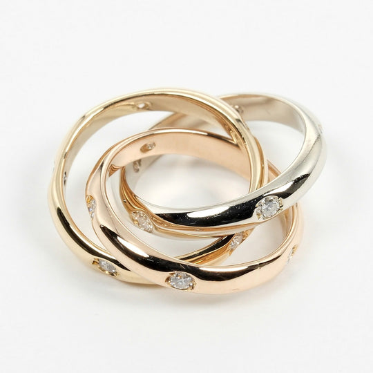 CARTIER Necklace K18 Gold (YGxPGxWG), Diamond, Three Color gold Baby Trinity Women Used Authentic