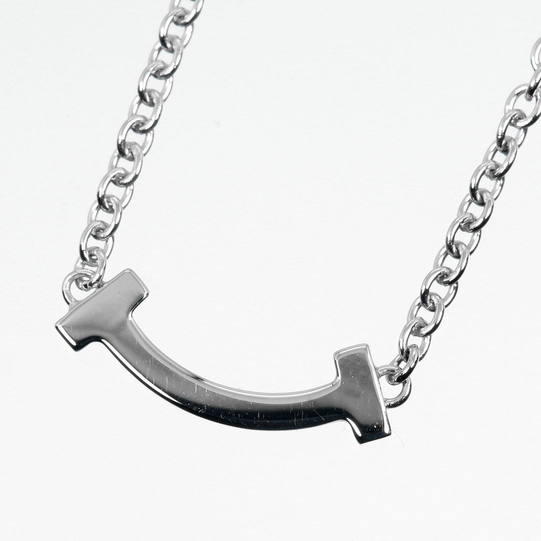 TIFFANY&Co. bracelet K18 White Gold, Diamond Silver T Smile Mini Women Used Authentic