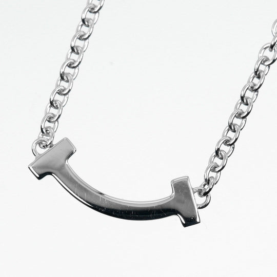 TIFFANY&Co. bracelet K18 White Gold, Diamond Silver T Smile Mini Women Used Authentic