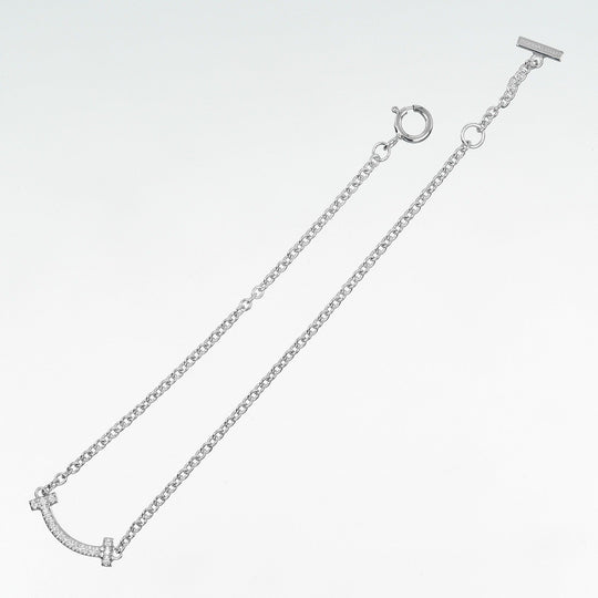 TIFFANY&Co. bracelet K18 White Gold, Diamond Silver T Smile Mini Women Used Authentic