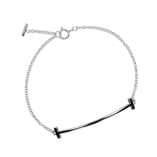 TIFFANY&Co. bracelet K18 white gold Silver T Smile Women Used Authentic