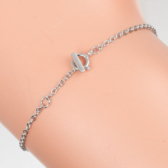 TIFFANY&Co. bracelet K18 white gold Silver T Smile Women Used Authentic