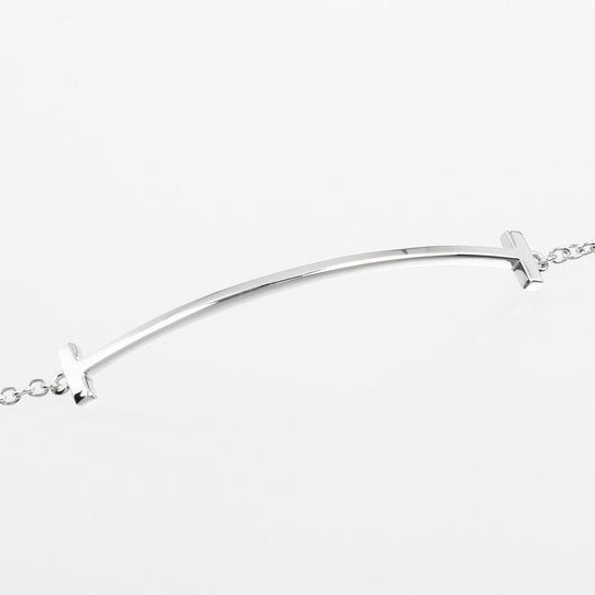 TIFFANY&Co. bracelet K18 white gold Silver T Smile Women Used Authentic