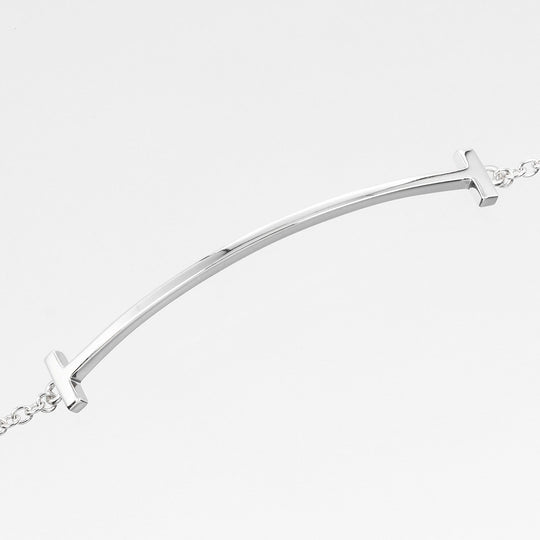 TIFFANY&Co. bracelet K18 white gold Silver T Smile Women Used Authentic