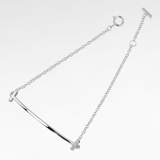 TIFFANY&Co. bracelet K18 white gold Silver T Smile Women Used Authentic