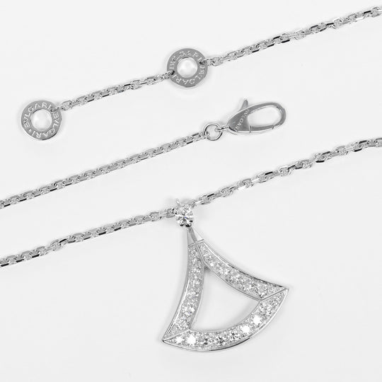 BVLGARI Necklace K18 White Gold, Diamond gold Diva Dream Women Used Authentic