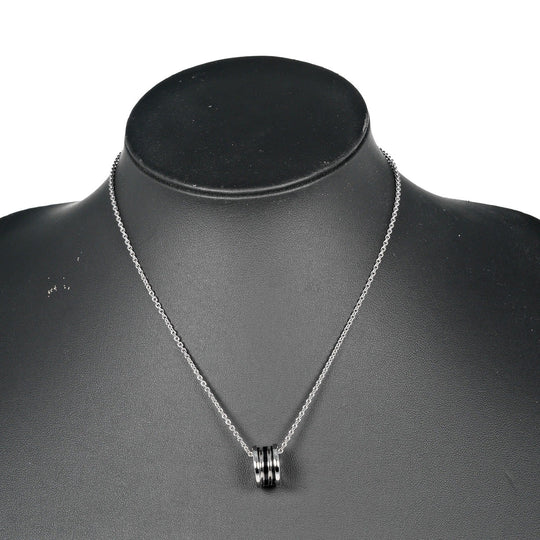 BVLGARI Necklace K18 White Gold, Enamel gold Be zero one Women Used Authentic