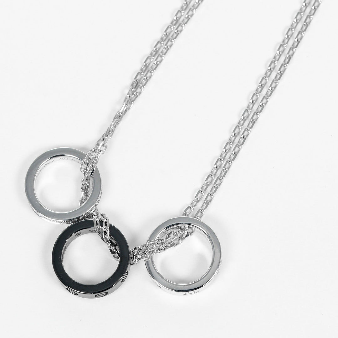 CARTIER Necklace 18k white gold, diamond, ceramic gold Love Sleoop Women Used Authentic