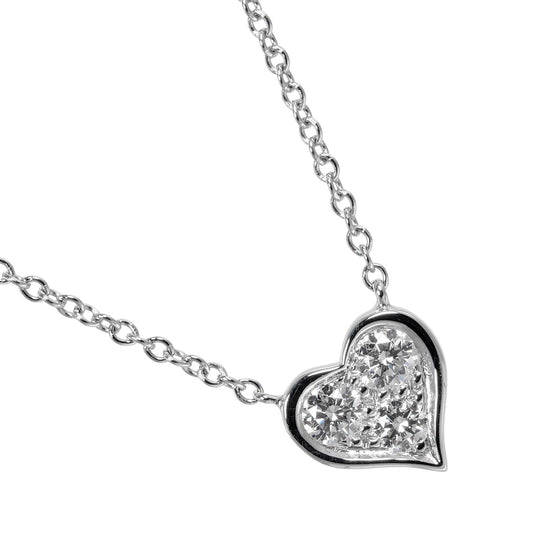 TIFFANY&Co. Necklace Pt950Platinum, Diamond gold Sentimental heart Women Used Authentic