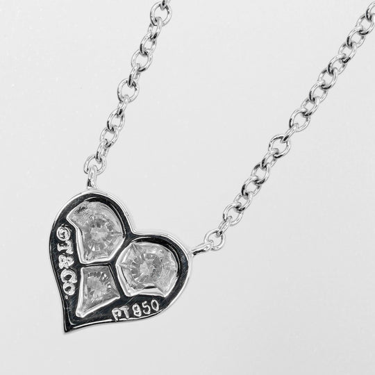 TIFFANY&Co. Necklace Pt950Platinum, Diamond gold Sentimental heart Women Used Authentic