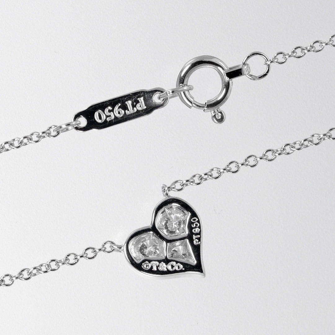 TIFFANY&Co. Necklace Pt950Platinum, Diamond gold Sentimental heart Women Used Authentic