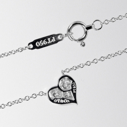 TIFFANY&Co. Necklace Pt950Platinum, Diamond gold Sentimental heart Women Used Authentic
