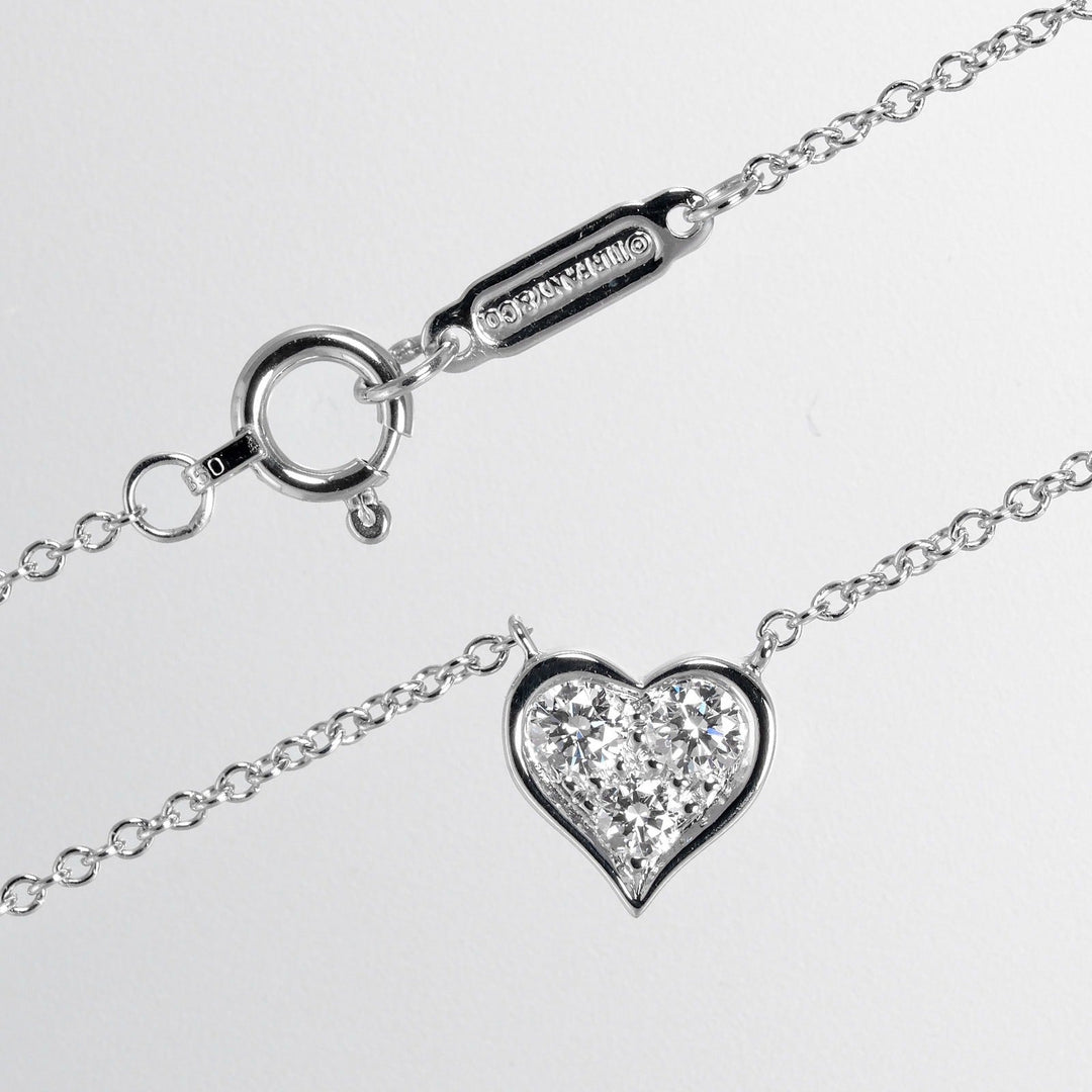 TIFFANY&Co. Necklace Pt950Platinum, Diamond gold Sentimental heart Women Used Authentic