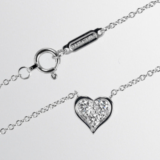 TIFFANY&Co. Necklace Pt950Platinum, Diamond gold Sentimental heart Women Used Authentic