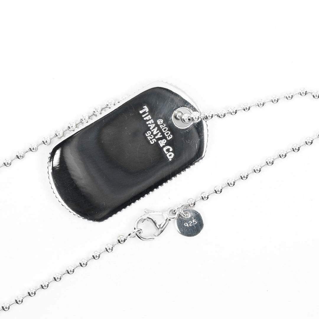 TIFFANY&Co. Necklace Silver925 Silver Dog tag coin edge Women Used Authentic