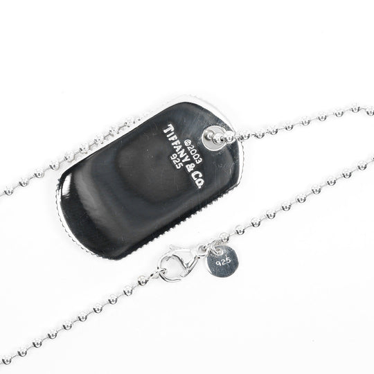 TIFFANY&Co. Necklace Silver925 Silver Dog tag coin edge Women Used Authentic