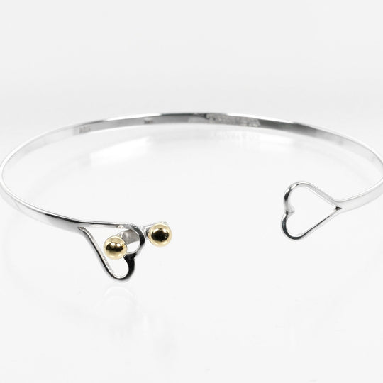 TIFFANY&Co. Bangle Silver925, K18 Yellow Gold Silver hook & eye double heart Women Used Authentic