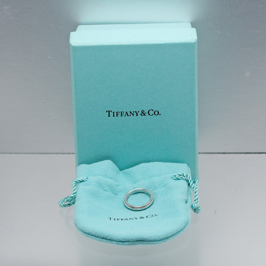 TIFFANY&Co. Ring Pt950Platinum Silver Gathered Milgrain 0.1" Women Used Authentic