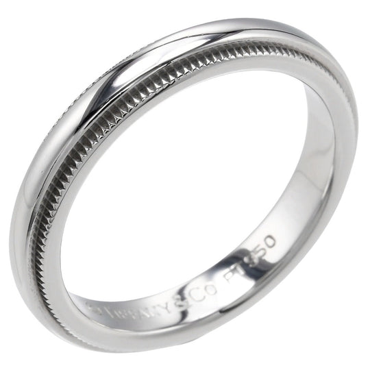TIFFANY&Co. Ring Pt950Platinum Silver Gathered Milgrain 0.1" Women Used Authentic