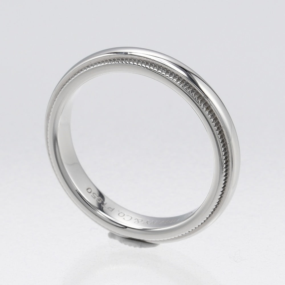 TIFFANY&Co. Ring Pt950Platinum Silver Gathered Milgrain 0.1" Women Used Authentic