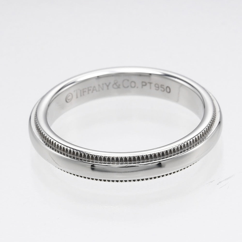 TIFFANY&Co. Ring Pt950Platinum Silver Gathered Milgrain 0.1" Women Used Authentic