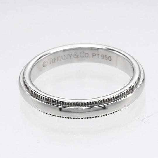 TIFFANY&Co. Ring Pt950Platinum Silver Gathered Milgrain 0.1" Women Used Authentic