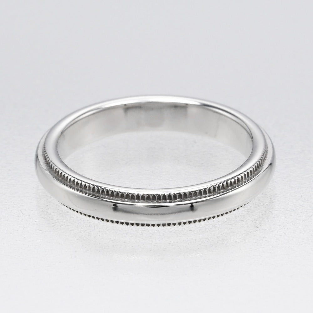 TIFFANY&Co. Ring Pt950Platinum Silver Gathered Milgrain 0.1" Women Used Authentic