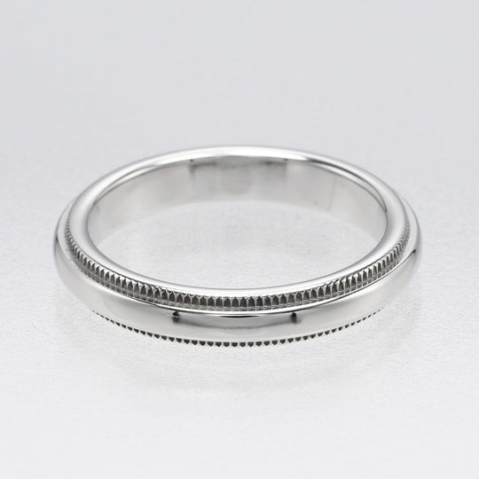 TIFFANY&Co. Ring Pt950Platinum Silver Gathered Milgrain 0.1" Women Used Authentic