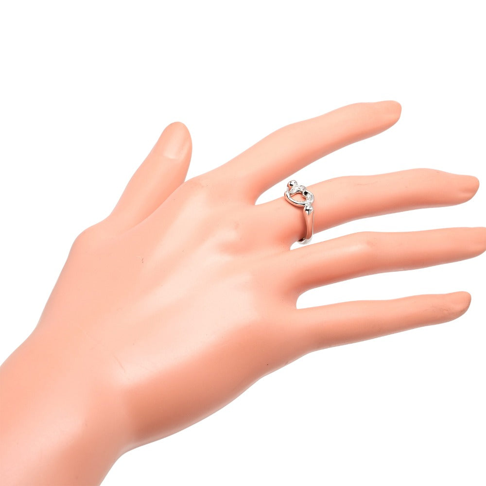 TIFFANY&Co. Ring Pt950Platinum, 6P Diamond Silver Open heart Women Used Authentic