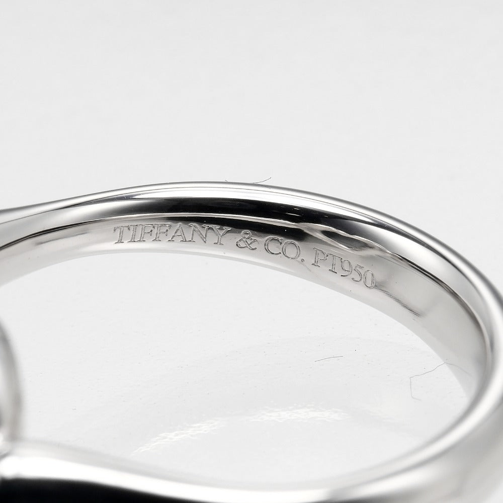 TIFFANY&Co. Ring Pt950Platinum, 6P Diamond Silver Open heart Women Used Authentic