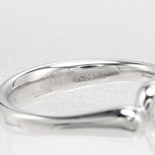 TIFFANY&Co. Ring Pt950Platinum, 6P Diamond Silver Open heart Women Used Authentic