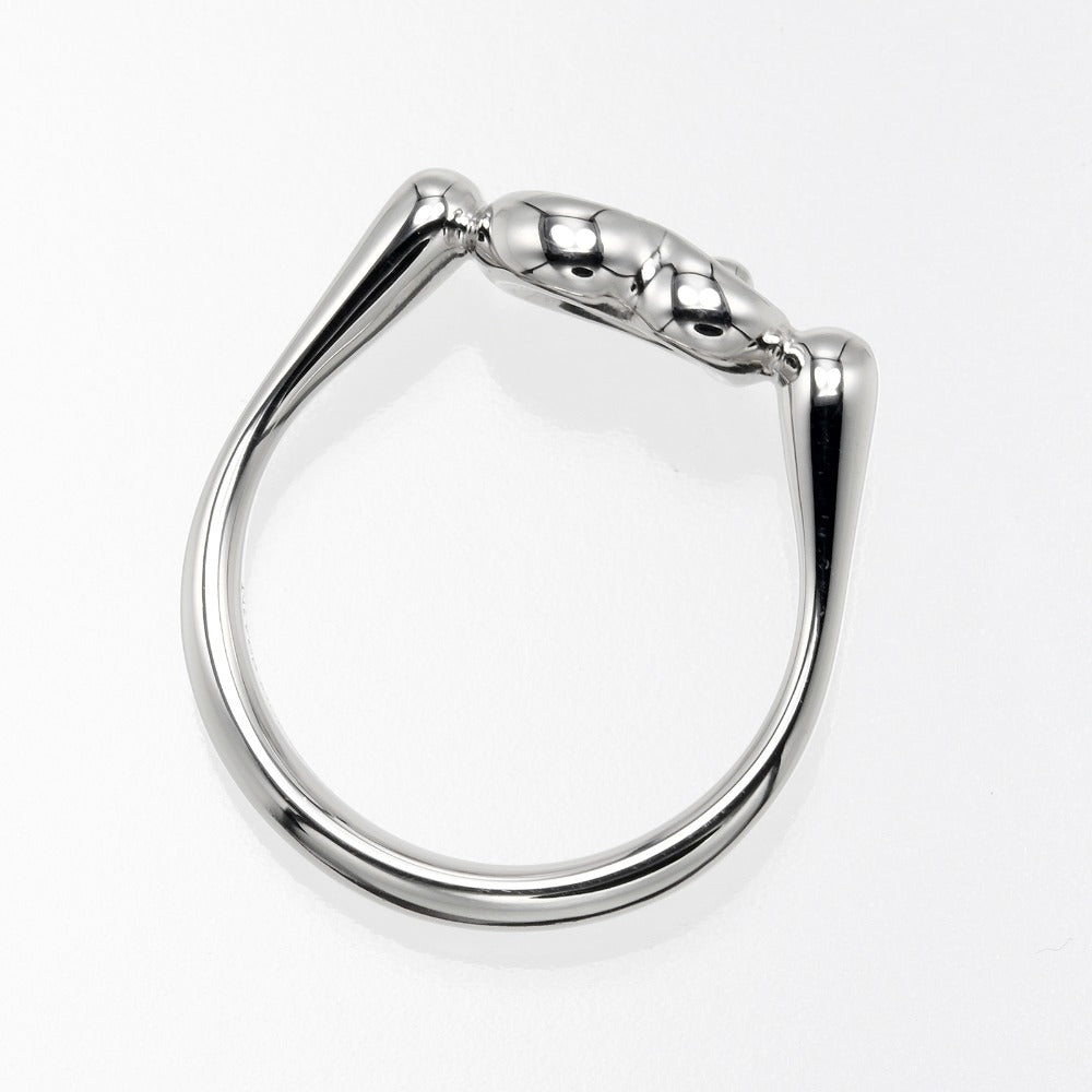 TIFFANY&Co. Ring Pt950Platinum, 6P Diamond Silver Open heart Women Used Authentic