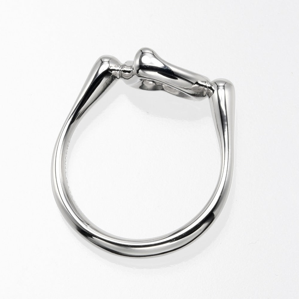 TIFFANY&Co. Ring Pt950Platinum, 6P Diamond Silver Open heart Women Used Authentic