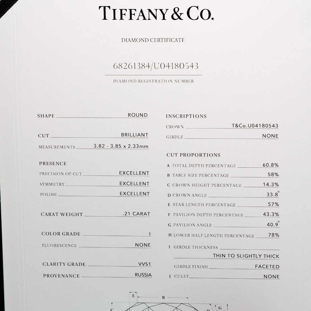 TIFFANY&Co. Ring Pt950Platinum, Diamond WG Fine jewelry 0.21ct VVS1/I/3EX harmony Women Used Authentic