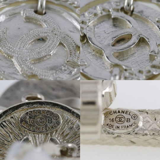 CHANEL Necklace Plated Gold Silver Earring 2-piece set Women Used Authentic