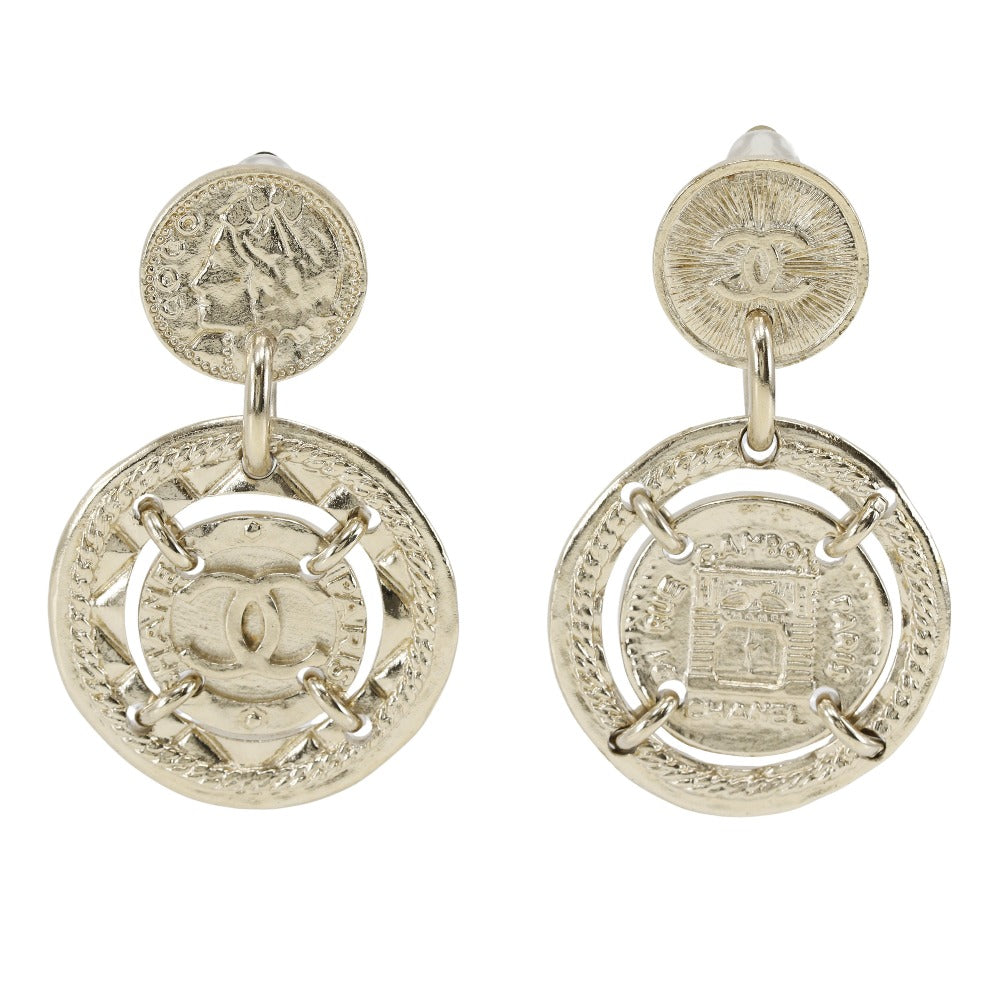 CHANEL Necklace Plated Gold Silver Earring 2-piece set Women Used Authentic