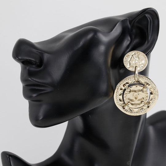 CHANEL Necklace Plated Gold Silver Earring 2-piece set Women Used Authentic