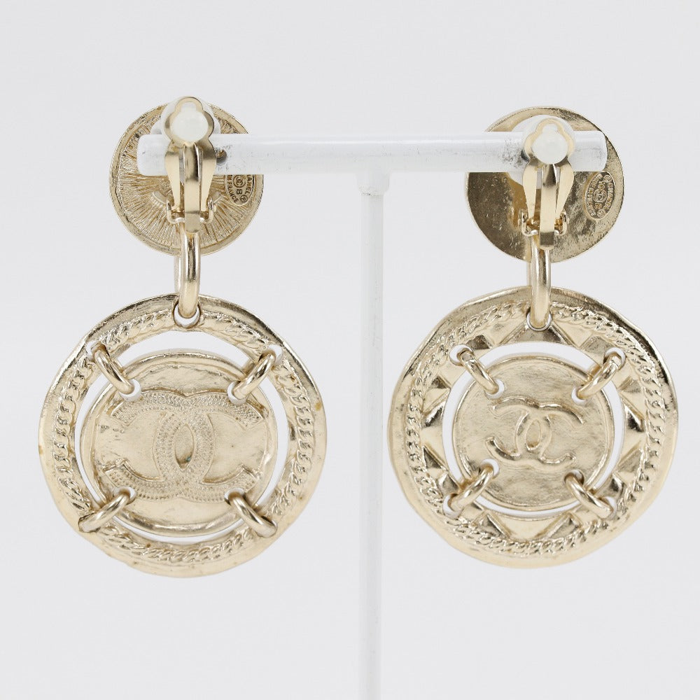 CHANEL Necklace Plated Gold Silver Earring 2-piece set Women Used Authentic