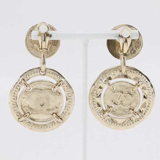 CHANEL Necklace Plated Gold Silver Earring 2-piece set Women Used Authentic