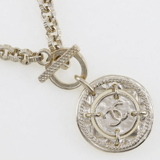 CHANEL Necklace Plated Gold Silver Earring 2-piece set Women Used Authentic