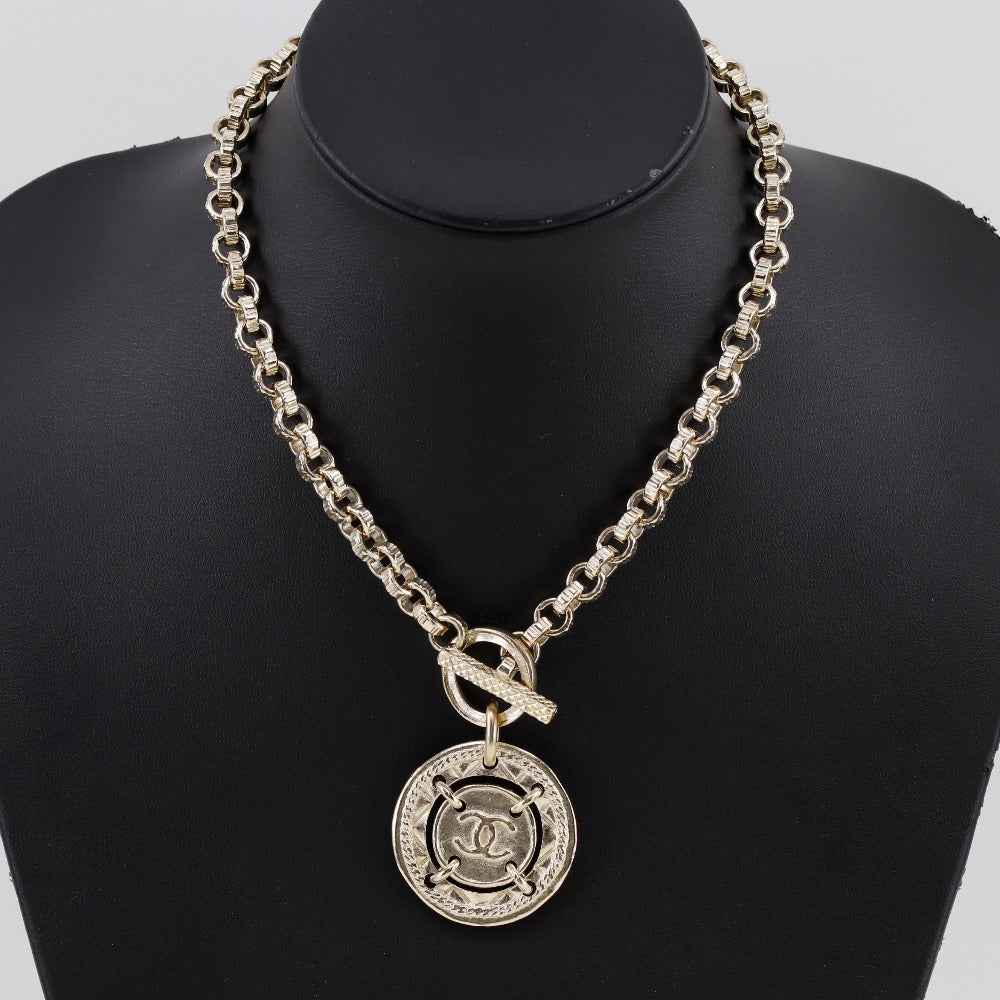 CHANEL Necklace Plated Gold Silver Earring 2-piece set Women Used Authentic