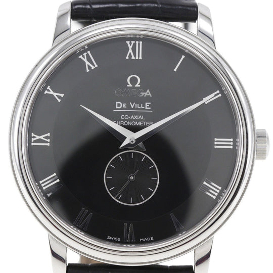 OMEGA Watches Mechanical Automatic 4813.50 Stainless Steel , Leather black cal.2202 Prestige De Ville black dial Women Used Authentic