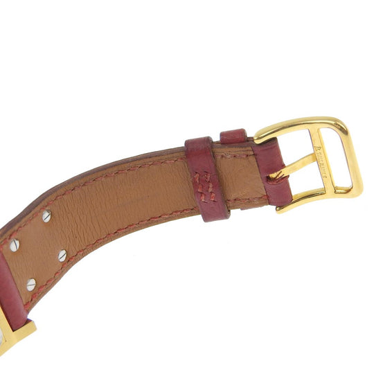 HERMES Watches Quartz ME1.201 Plated Gold , Leather wine-red Medor White dial Women Used Authentic
