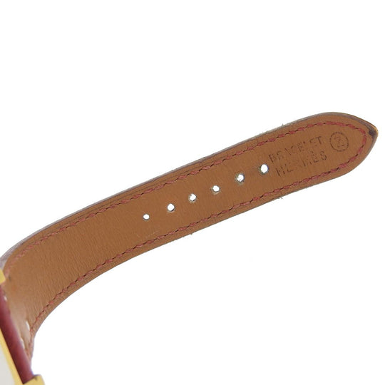 HERMES Watches Quartz ME1.201 Plated Gold , Leather wine-red Medor White dial Women Used Authentic