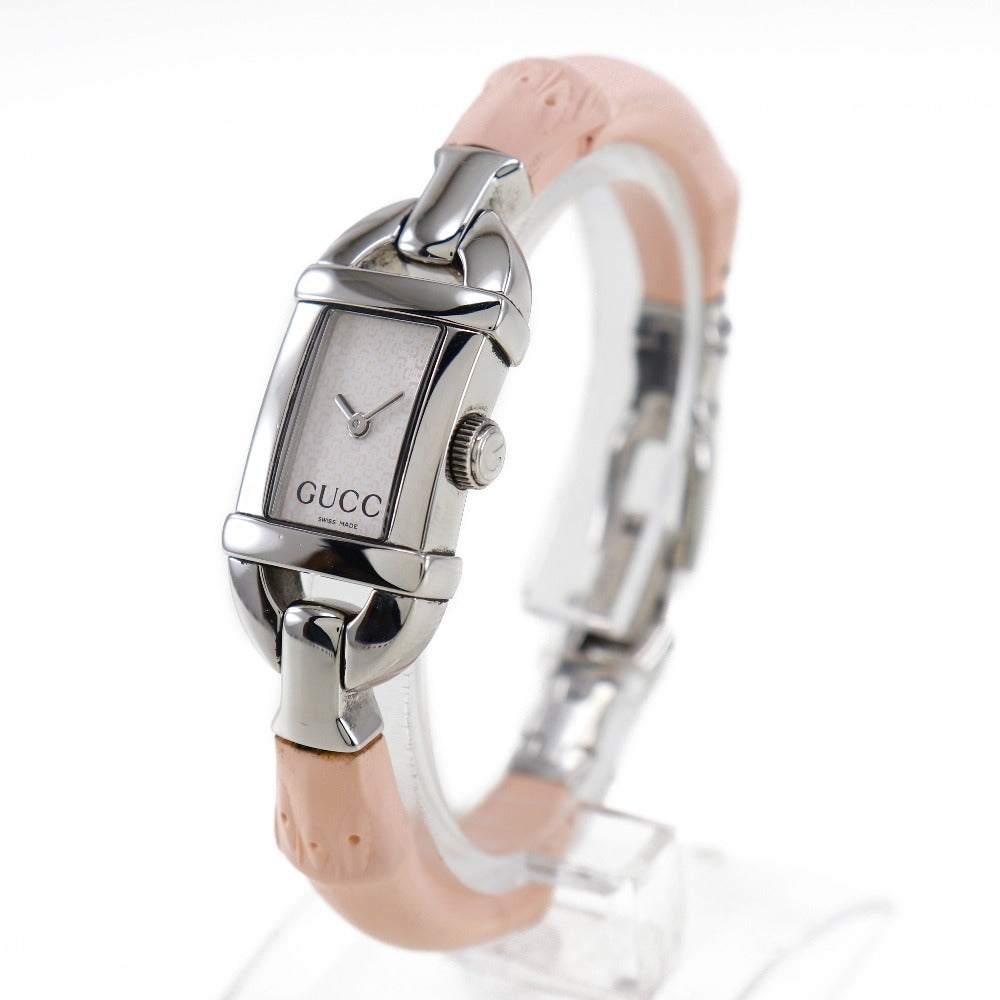 GUCCI Watches Quartz 6800L Stainless Steel, Rubber pink Bamboo White dial Women Used Authentic