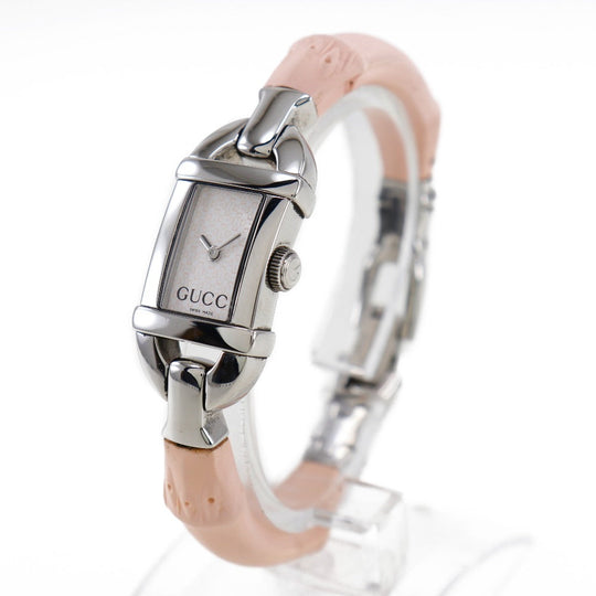 GUCCI Watches Quartz 6800L Stainless Steel, Rubber pink Bamboo White dial Women Used Authentic