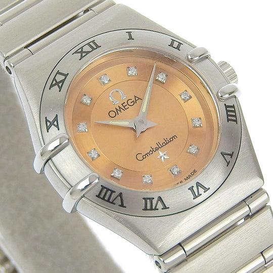 OMEGA Watches Quartz 1564.65 Stainless Steel Orange 12P diamond cindy crawford Constellation Orange dial Women Used Authentic